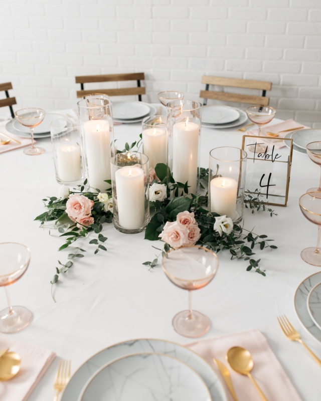 Centerpiece Glass Cylinder Set Tiered Pillars Loose Greenery