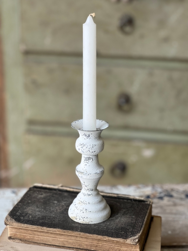Ceramic Chamberstick Candle Holder, Speckled Cream Farmhouse Decor