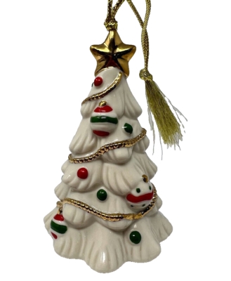 Ceramic Tree Figurine Conical Shape Garland Accents Traditional Holiday