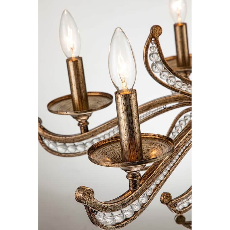 Chandelier Hand Beaded Crystal Antique Silver Candle Style