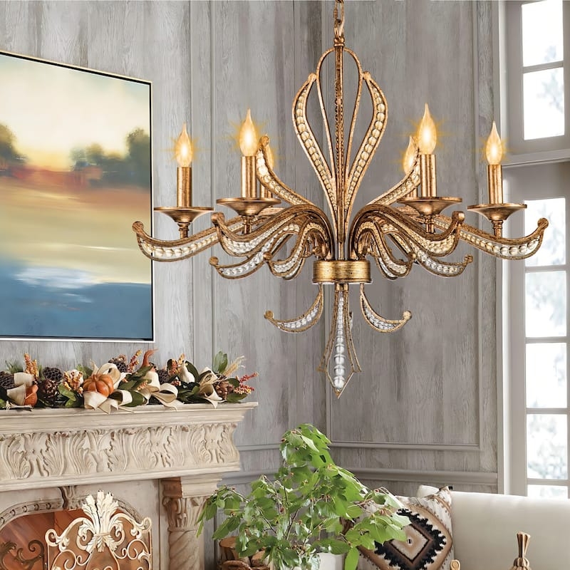 Chandelier Hand Beaded Crystals Antique Silver Glamorous Dining Room