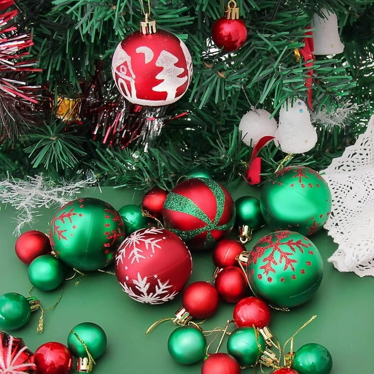Christmas Ball Ornaments Assorted Finishes Diverse Sizes Glitter Set