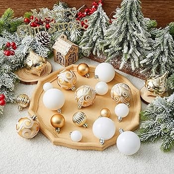 Christmas Ball Ornaments Assorted Gold Patterns Champagne Tones