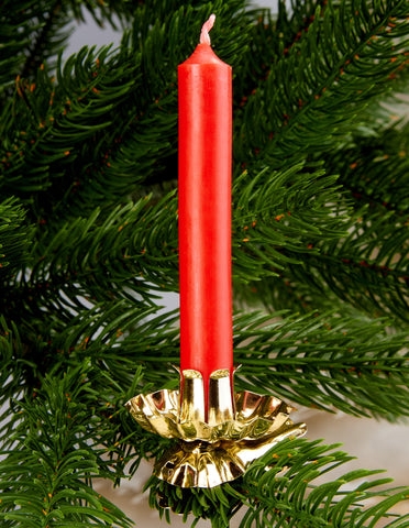 Christmas Candle Holder Gold Metal Clip Flower Shaped Cup Vintage