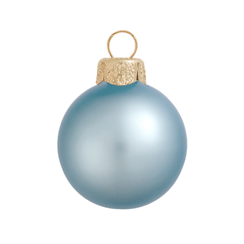 Christmas Glass Ornament Matte Sky Blue Finish Minimalist Modern Large