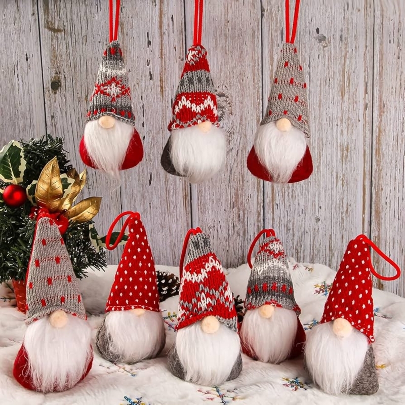 Christmas Gnome Ornaments: Handmade Plush Nordic Folk Style Set