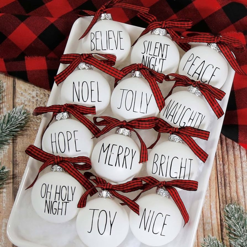 Christmas Ornament: Buffalo Plaid Bow, Matte Finish, Modern Farmhouse Decor