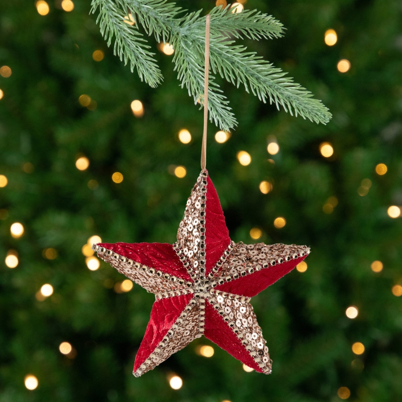 Christmas Ornament Crimson Beadwork Sequins Glam Holiday Decor
