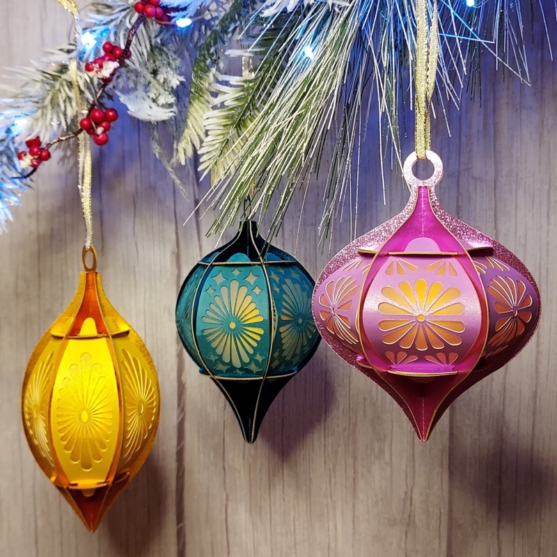 Christmas Ornament DIY Template Design Paper Geometric 3D