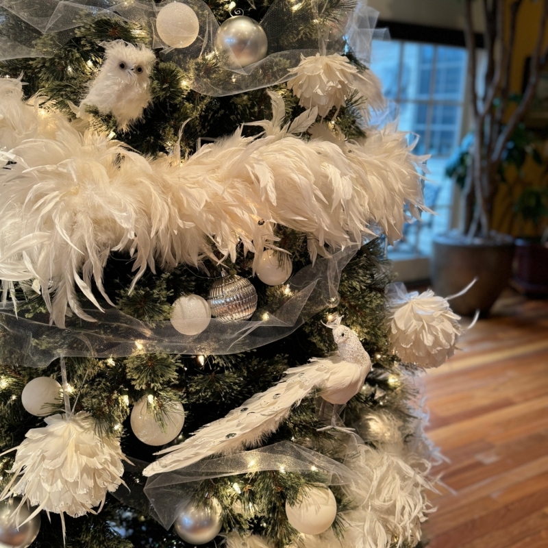 Christmas Ornament: Fluffy White Feather Ball for Whimsical Tree