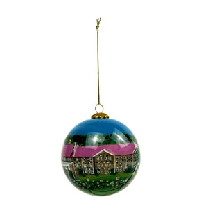 Christmas Ornament Glass Bulb: Lodge Illustration, Bronze Cap