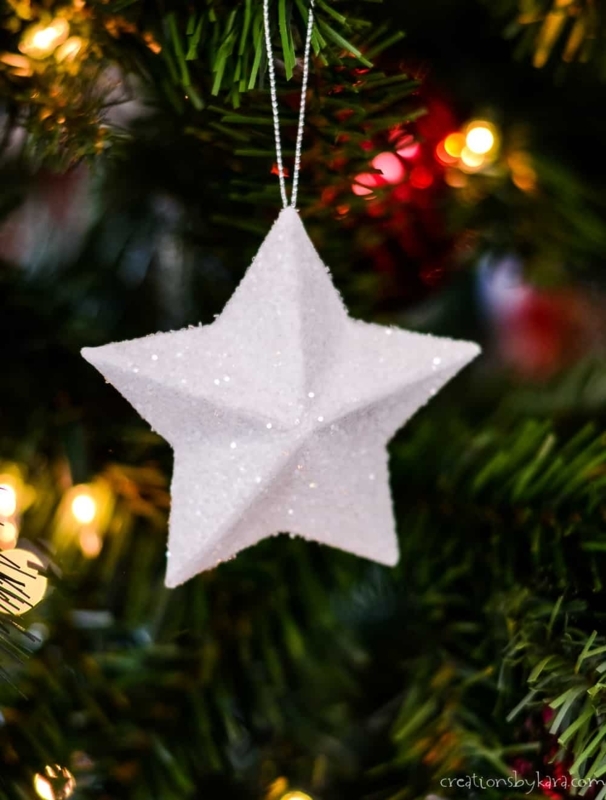 Christmas Ornament Glitter Dipped Twine Hanger Rustic Star Christmas