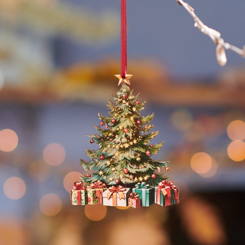 Christmas Ornament: Glossy Ceramic Disc with Graphic Text