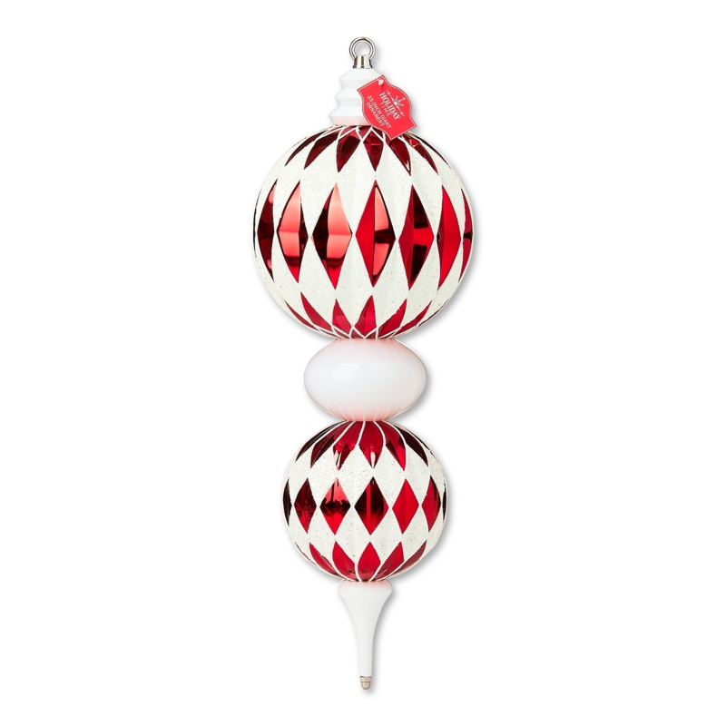 Christmas Ornament: Jumbo Size, Finial Silhouette, Candy Cane Stripes