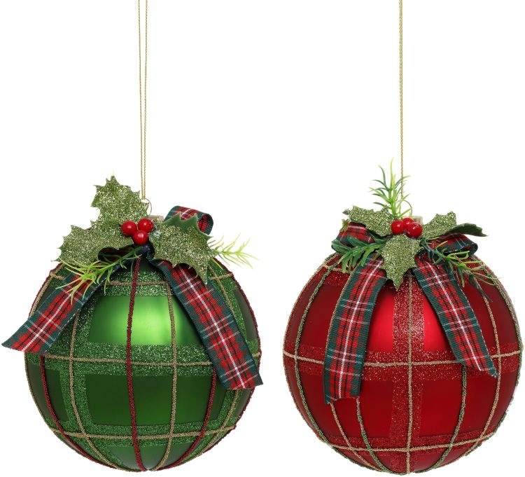 Christmas Ornament Large Jeweled Plaid Teardrop Shape