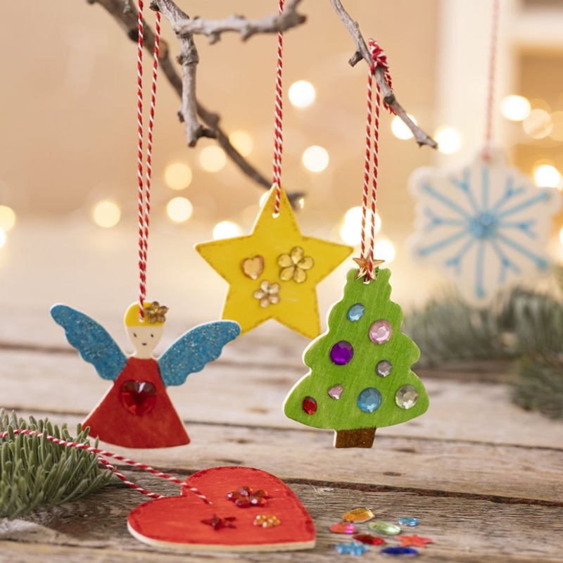 Christmas Ornament: Laser Cut Wood Shapes with Rhinestone Accents