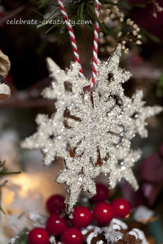 Christmas Ornament Layered Off-White Beaded Center Festive Decorations