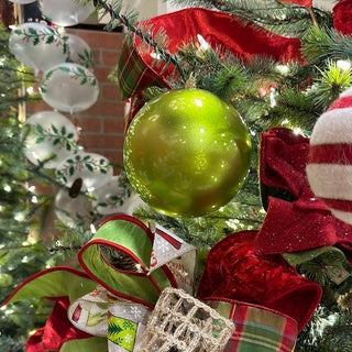 Christmas Ornament: Lime Green Candy Apple Ball, Glossy Modern Holiday Decor