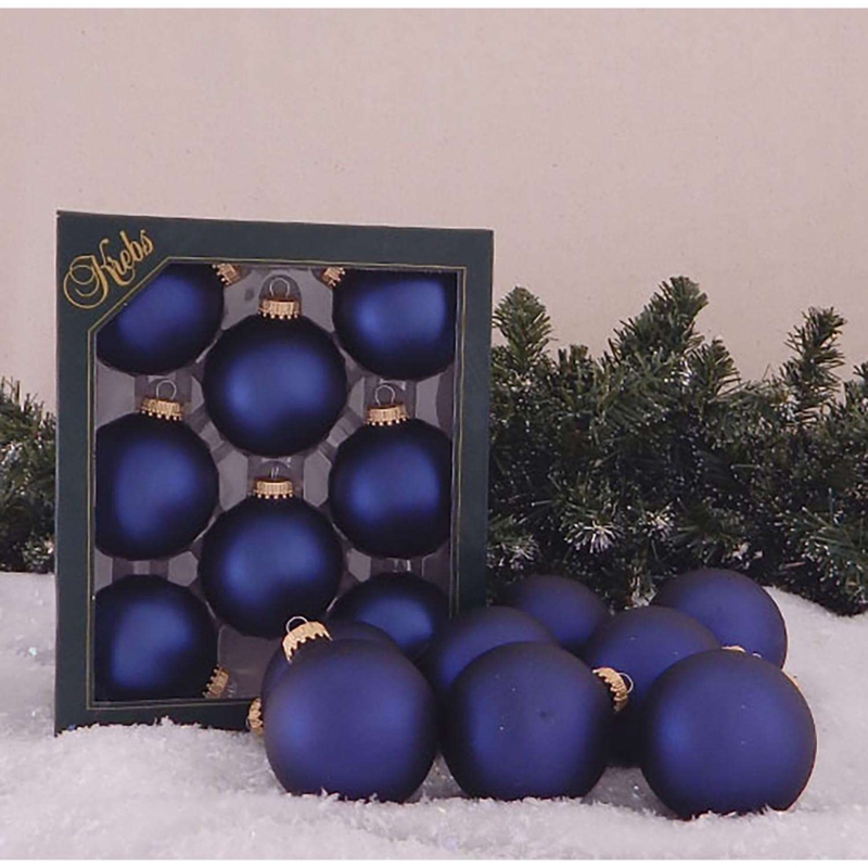 Christmas Ornament Midnight Blue Matte Finish Velvety Modern Silver Cap