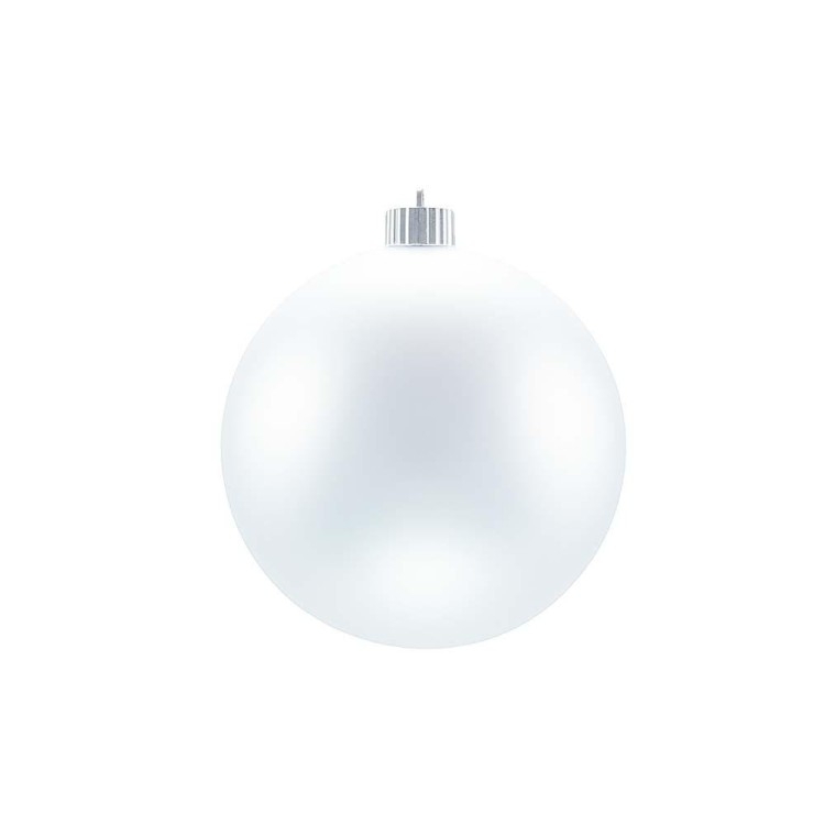 Christmas Ornament: Minimalist Matte White Ball with Silver Cap