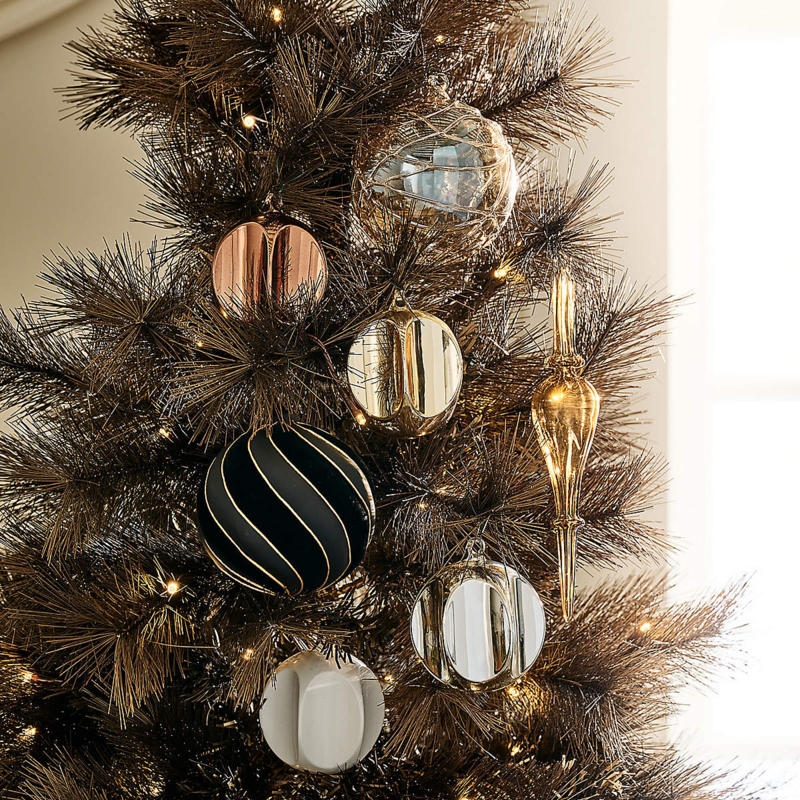 Christmas Ornament Mixed Metal Tones High Shine Polish Modern Spheres