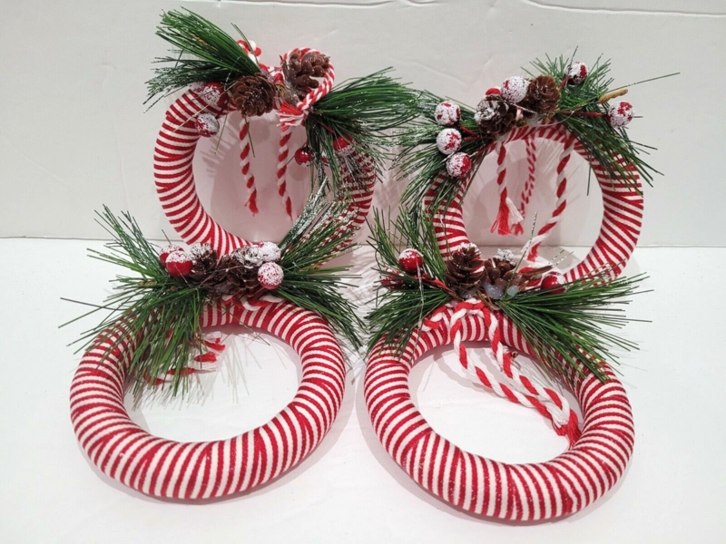Christmas Ornament Peppermint Theme, Glittery Candy Shapes & Stripes