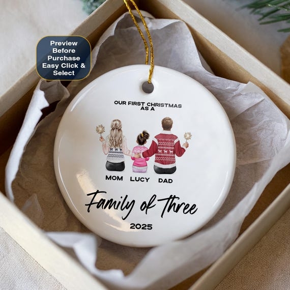 Christmas Ornament Personalized Family Illustration Arched Shape