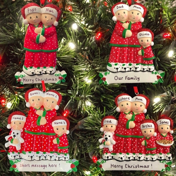 Christmas Ornament Personalized Family Matching Pajamas Red White