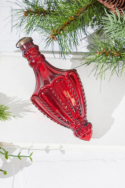 Christmas Ornament Pinecone Texture Ruby Mercury Glass Ball