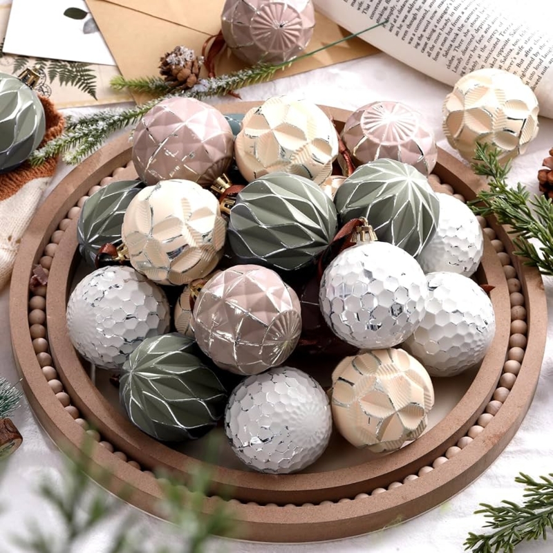 Christmas Ornament Plaster Like Texture Distressed Neutral Boho