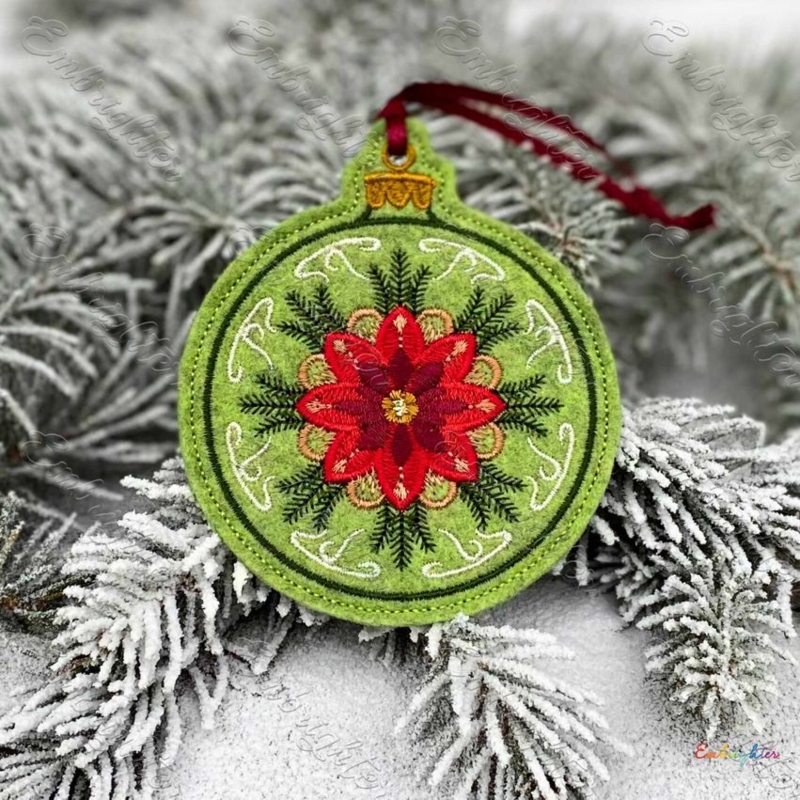 Christmas Ornament: Poinsettia Shape, ITH Embroidery Design, Layered Petals