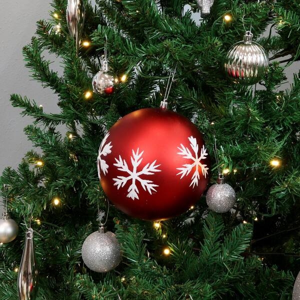 Christmas Ornament: Ruby Red Faceted Surface with Decorative Silver Cap.