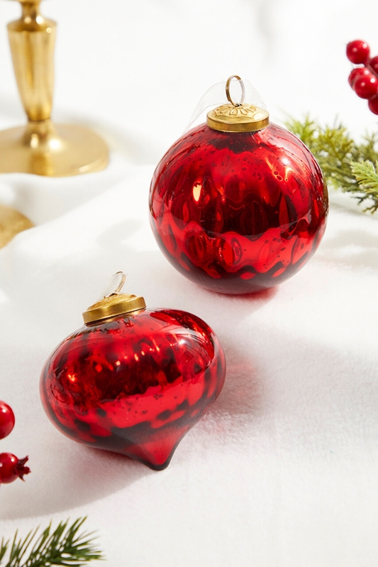 Christmas Ornament Ruby Red Glass High Gloss Finish Classic Holiday Ball