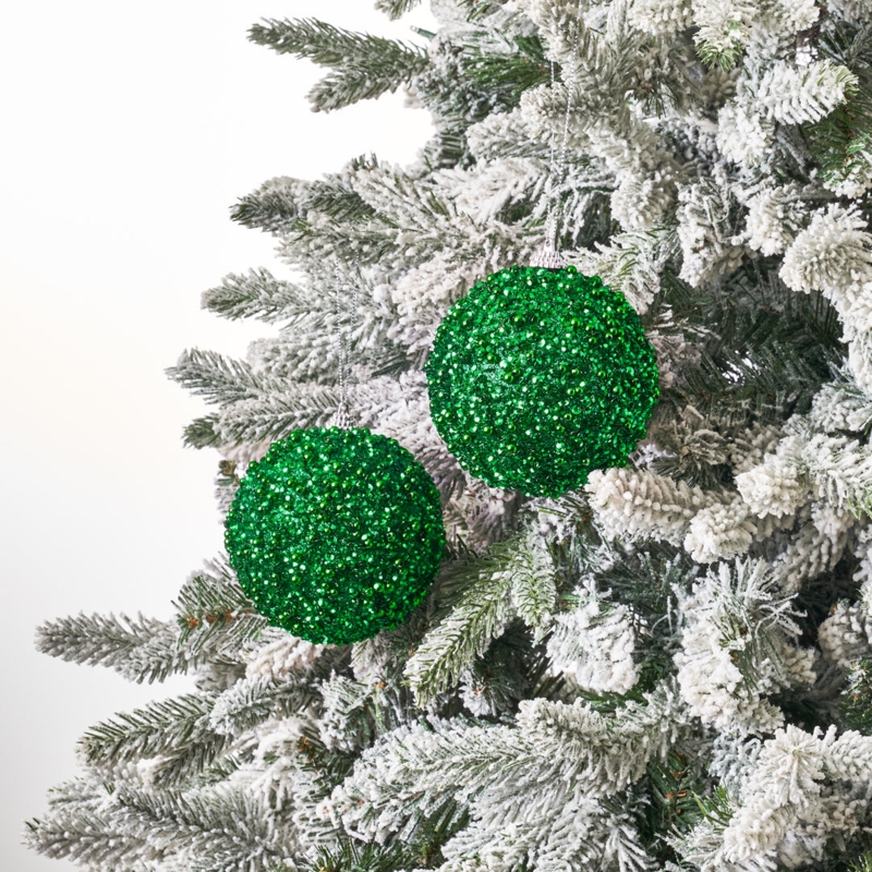 Christmas Ornament: Sequin and Beaded Ball, Emerald Green Glam Style