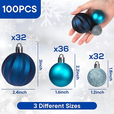 Christmas Ornament Set: 100-Piece Red Gold Green in Organized Box