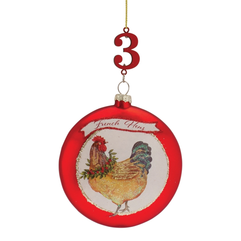 Christmas Ornament Set: Disc Silhouette, Twelve Days Illustrations