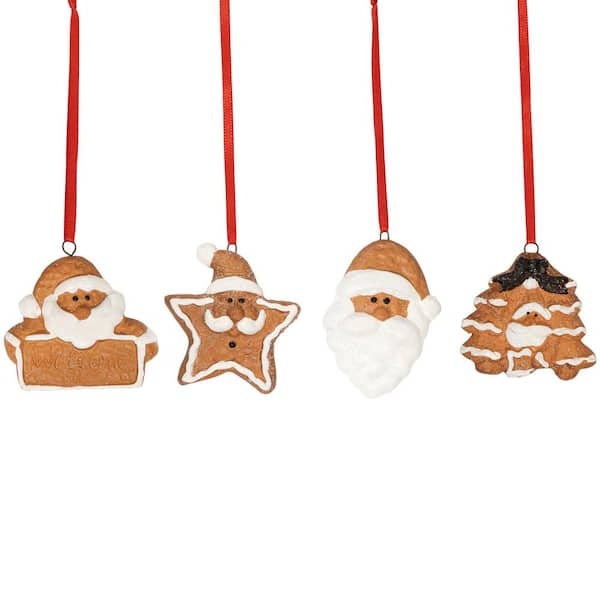 Christmas Ornament Set Gingerbread Santa Cookie Finish Whimsical