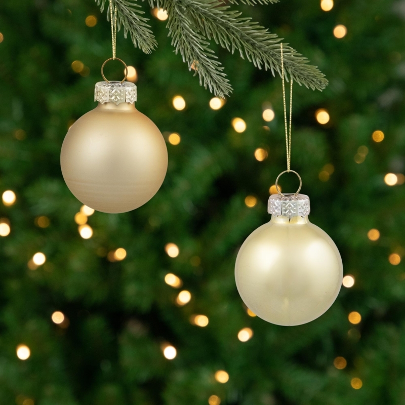 Christmas Ornament Set Gold Glass Matte Glossy 40 Count Traditional