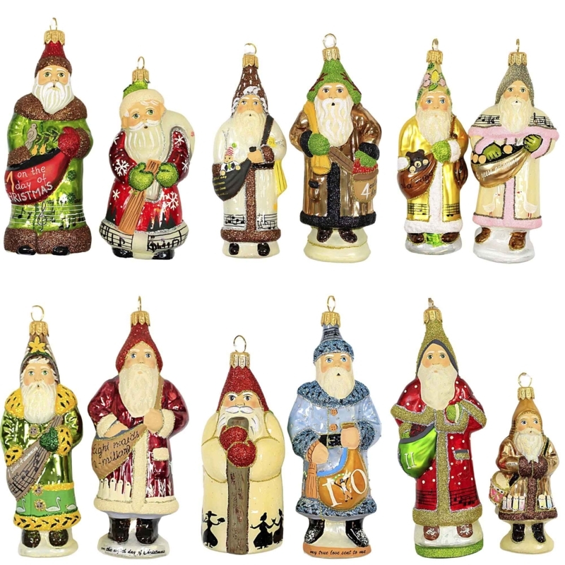 Christmas Ornament Set: Hand-Painted Finish, Folk Art Aesthetic