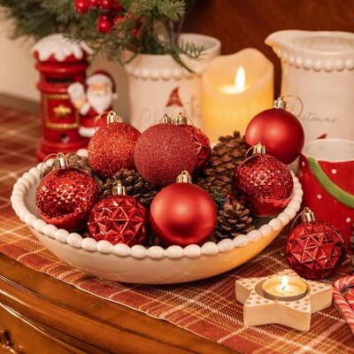 Christmas Ornament Set Mixed Finishes Shatterproof