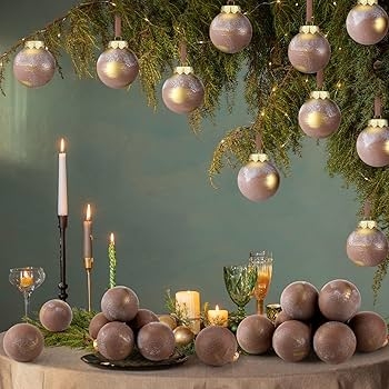 Christmas Ornament Set: Stone-Like Texture, Earth Toned, Rustic Farmhouse