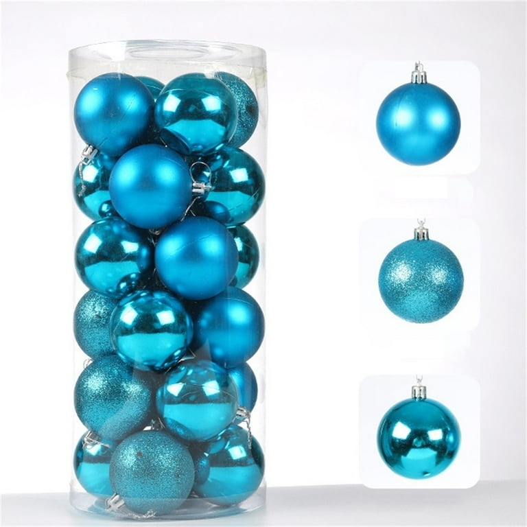 Christmas Ornament Set Tonal Blues Mixed Finishes Shatterproof Festive