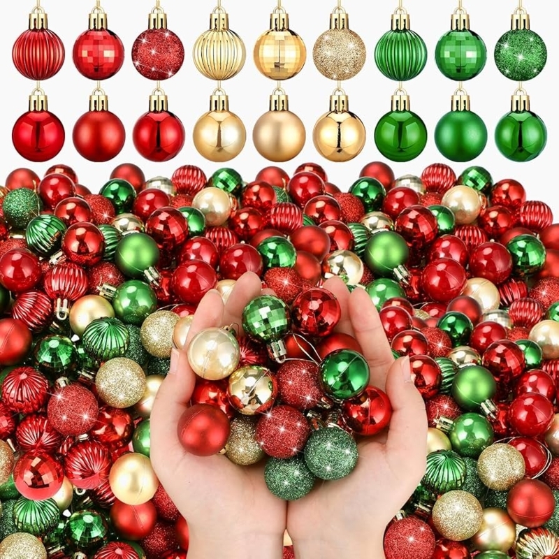Christmas Ornament Shatterproof Plastic Set, Multi-Finish