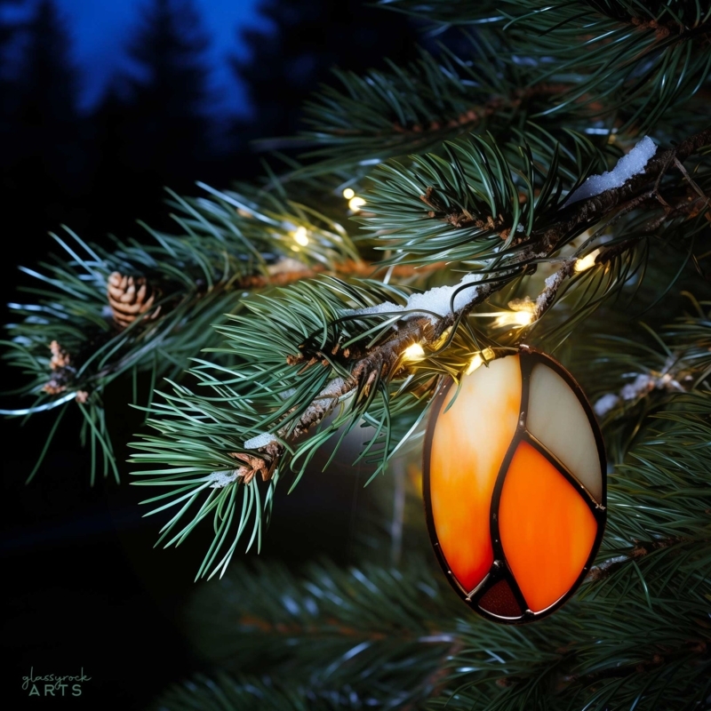 Christmas Ornament Stained Glass Soldered Geometric Handmade Tree Decor