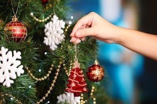Christmas Ornament: Textured Gold and Red Glitter Ball Set