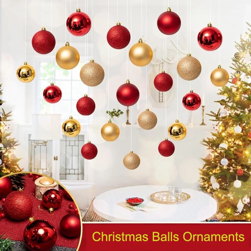 Christmas Ornament Trio Mixed Textures Red Gold Silver Set