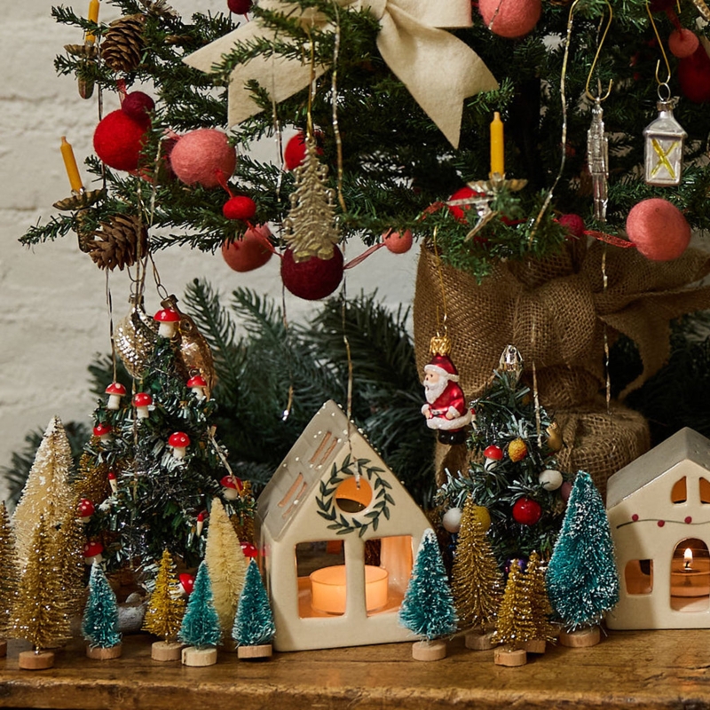 Christmas Ornament: Vintage Hand Pressed Silver Tin Tree Shape