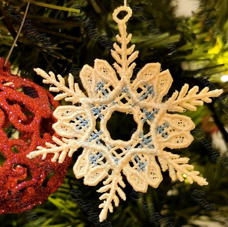 Christmas Ornament White Free Standing Lace Delicate Embroidery