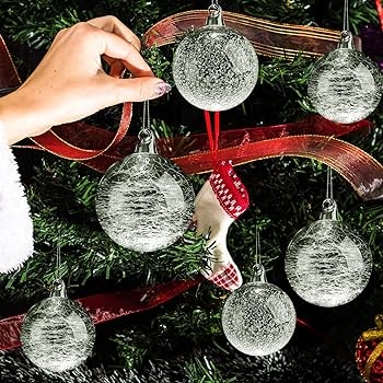 Christmas Ornaments Iridescent Glass Finish Spherical Modern Holiday Set