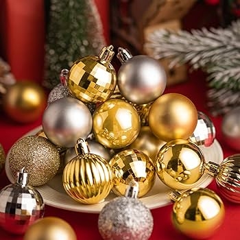 Christmas Ornaments Metallic Gold Christmas Ornaments Ribbed Texture
